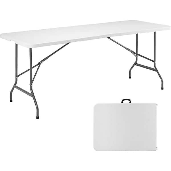70.87 in. Gray Rectangle Steel Picnic Tables Seats 4-People Without Umbrella Hole