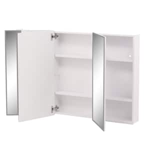 48 in. W x 30 in. H x 5-1/4 in. D Frameless Tri-View Surface-Mount Medicine Cabinet with Easy Hang System in White