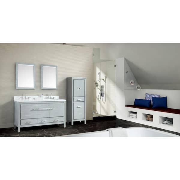 Riley 61 in. W x 22 in. D Bath Vanity in Sea Salt Gray with Engineered Stone Vanity Top in White and White Basin