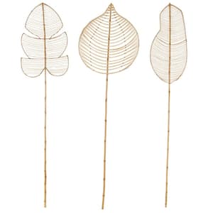 Tall Palm Leaf Woven Stick Natural Foliage with Varying Shapes (Set of 3)