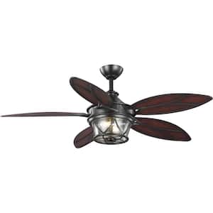 Alfresco Collection 54" Indoor/Outdoor 5-Blade Bronze Farmhouse Ceiling Fan for Outdoor Living