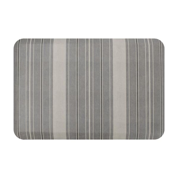 Bungalow Flooring Sole Comfort Ticking Stripes 22 in. x 32 in. Dark Grey Anti-Fatigue Comfort Mat