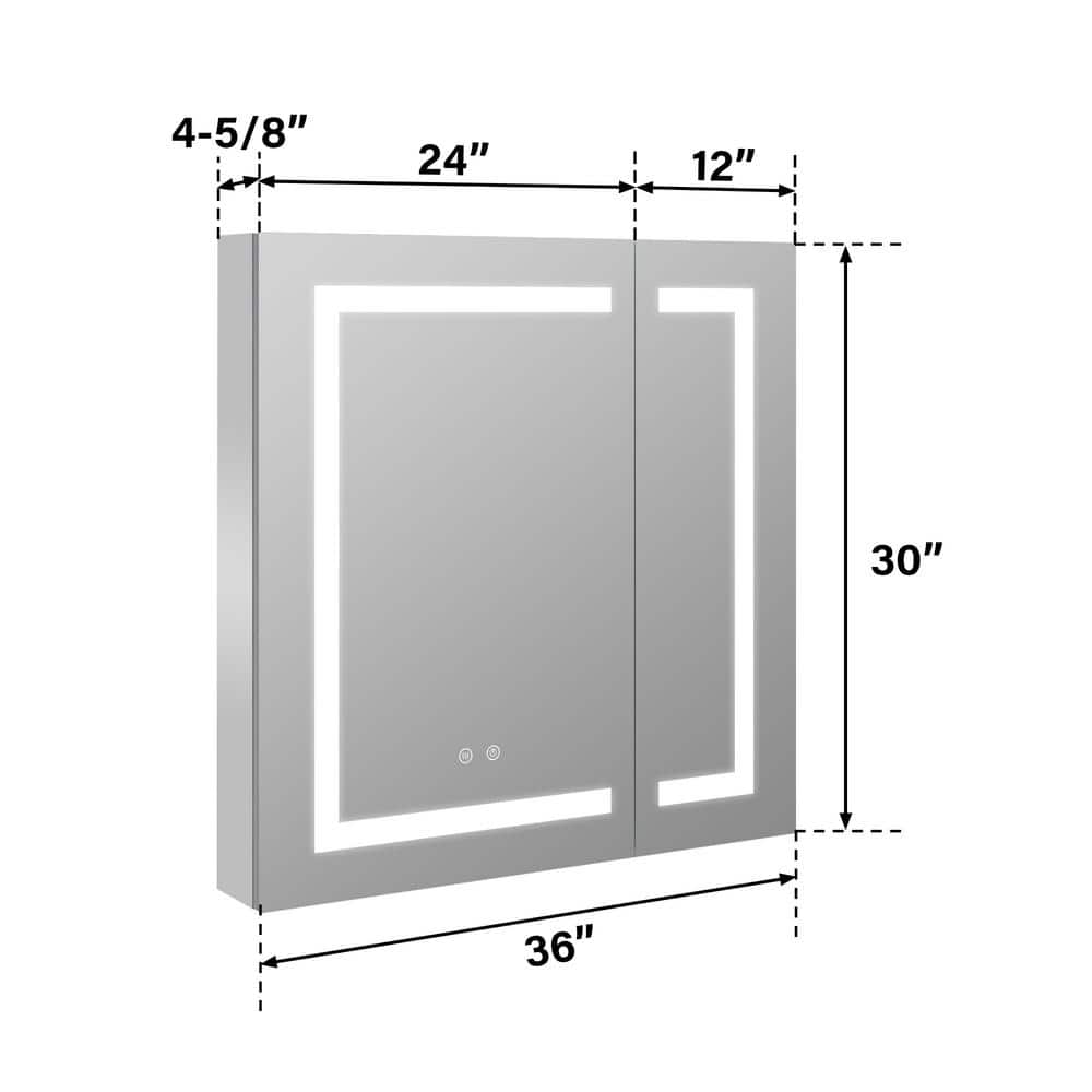 36" x 30" Silver Aluminum LED Medicine Cabinet with Mirror