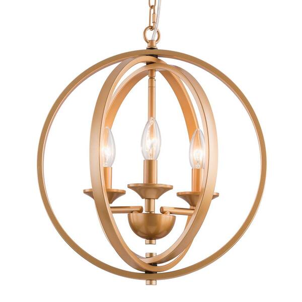 Simpol Home 3Light Modern Cage Gold Chandelier, Farmhouse Candle Chandeliers Dining&Living Room