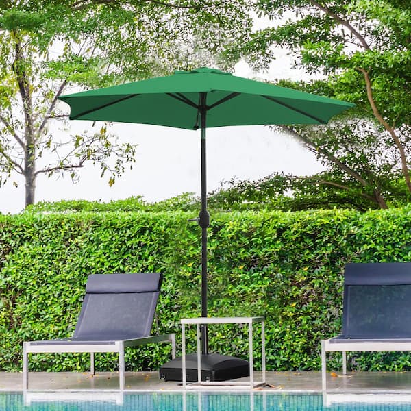 SUNRINX 7.5 ft. Aluminium Market Tilt Patio Umbrella in Green with Mobile Base
