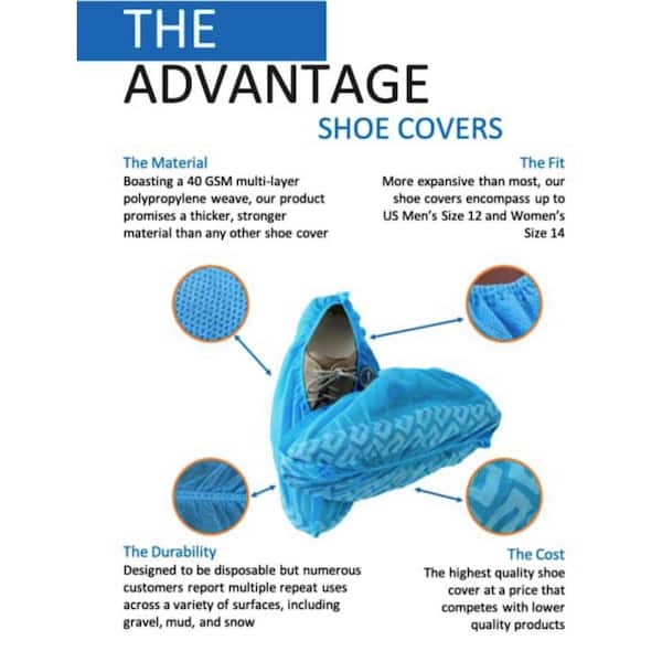 CKDCARES | 100 PCS Shoe Covers Non-Slip Thick Extra Disposable Boot Covers  for Indoors and Outdoor, Fits All Shoes (One Size)