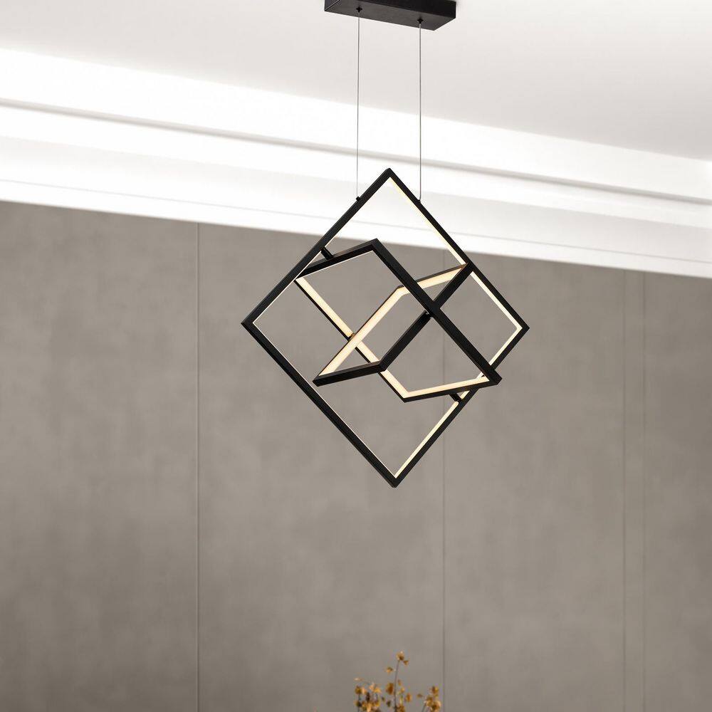 3-Light 19.7 in. Black Modern Geometric Dimmable LED Pendant Dining Kitchen Ceiling Lights Foyer Bedroom Lighting price history on PriceWatchPro