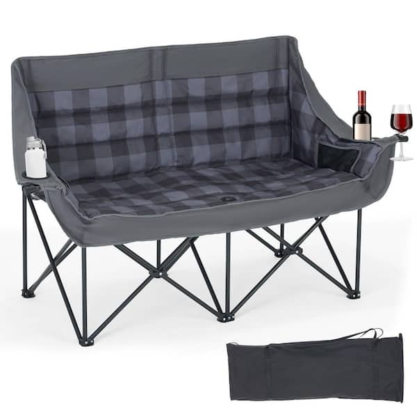 XXXL Oversized 2-Person Camping Chair Folding Fully Padded Camping Couch Double Portable Lawn Chair Patio Chair Loveseat