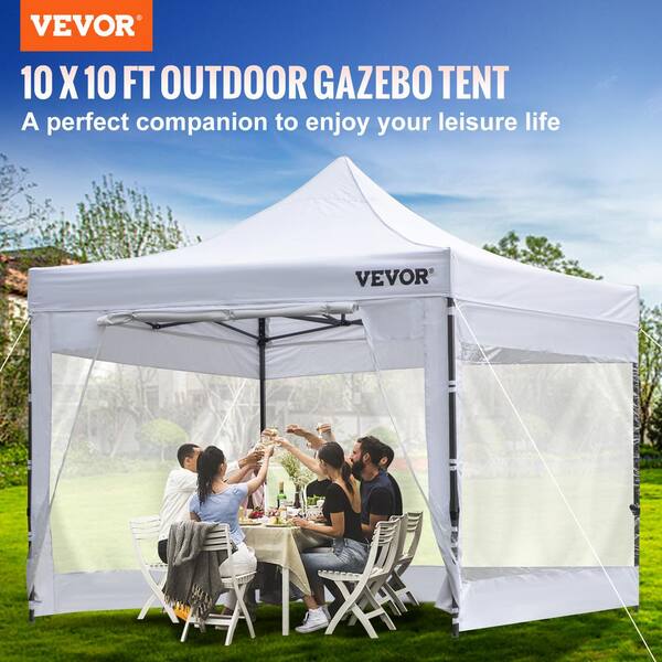 VEVOR 10x10 ft Pop Up Canopy with Removable Sidewalls Instant Canopies Portable Gazebo & Wheeled Bag UV Resistant Waterproof Enclosed Canopy Tent