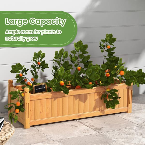 HONEY JOY Outdoor Wood Planter Elevated Garden Bed Raised Planter Box Kit  with 4 Holes for Backyard Patio TOPB005662 - The Home Depot