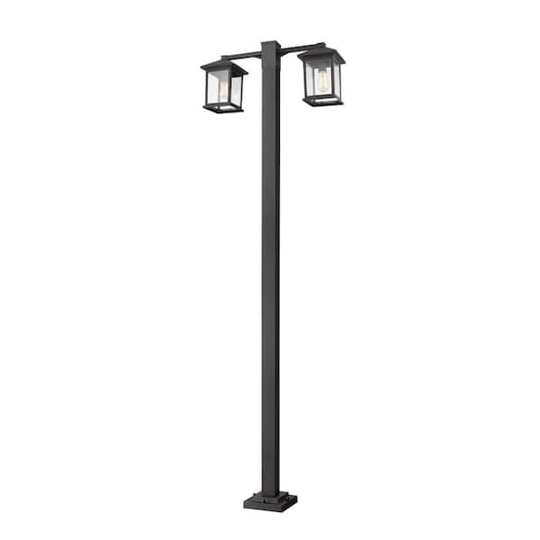 Portland 2-Light Black 99 In. Aluminum Hardwired Outdoor Weather ...