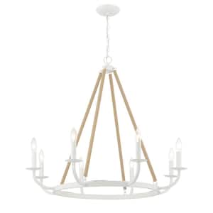 Lanton 8-Light Sand White with Natural Rope Chandelier