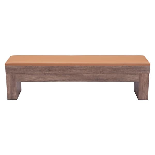 ウニコ SULA bench ZUO Bonkers Brown Dining Bench with Built in Storage 67.7 in