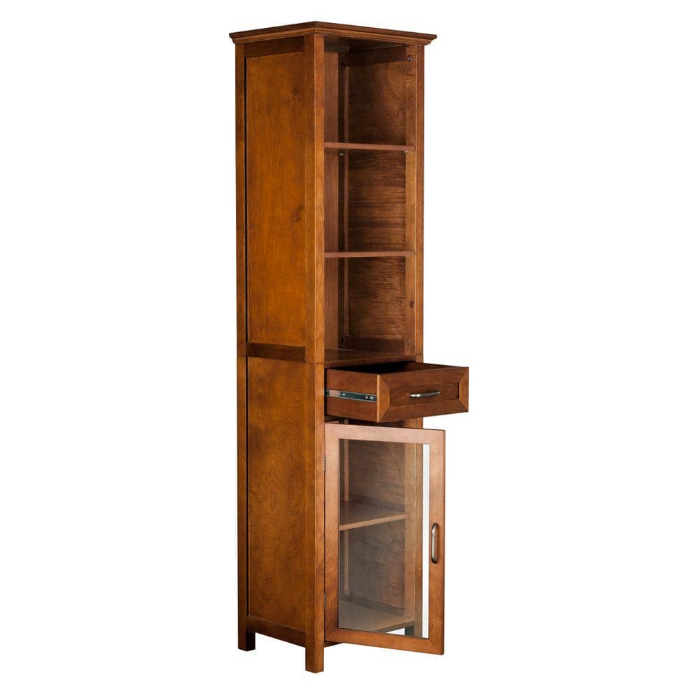 Avery Classic 65" Brown Oak Veneer Freestanding Cabinet with Adjustable Shelving