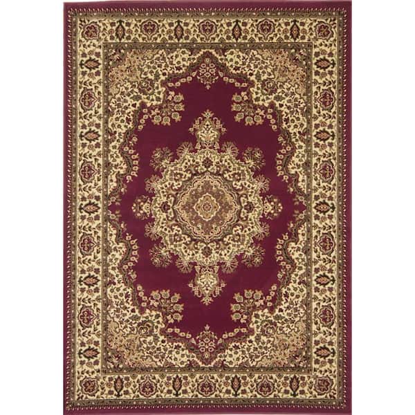 Castello Burgundy 5 ft. x 7 ft. Traditional Oriental Medallion Area Rug