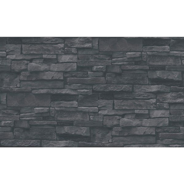 Unbranded Bricks and More Collection Black Sandstone Splendor Matte Finish Vinyl on Non-Woven Non-Pasted Wallpaper Roll