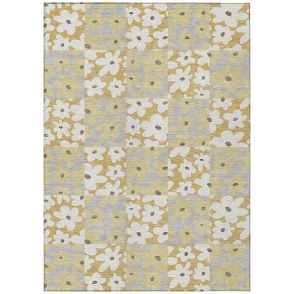 Chantille Machine Washable Indoor/Outdoor Abstract ACN2476 Gold 9 ft. x 12 ft. Area Rug