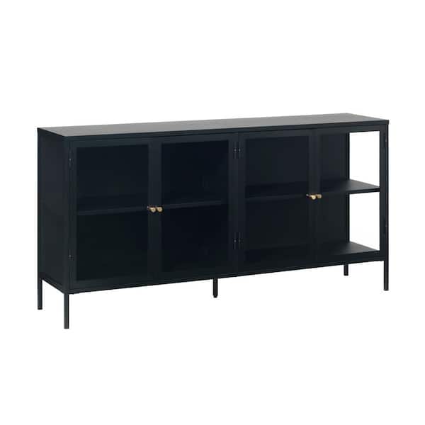 Nyhus Maile 67 in. W x 15.75 in. D x 33.5 in. H Steel 4-Section Sideboard Glass-Door Cabinet