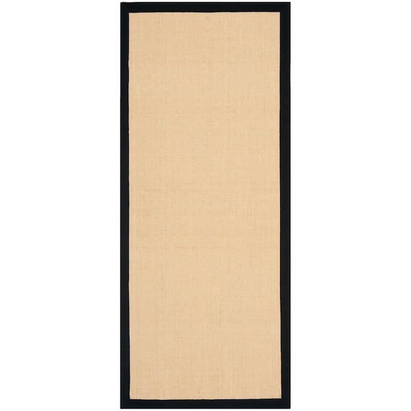 SAFAVIEH Natural Fiber Maize/Black 3 ft. x 6 ft. Border Runner Rug