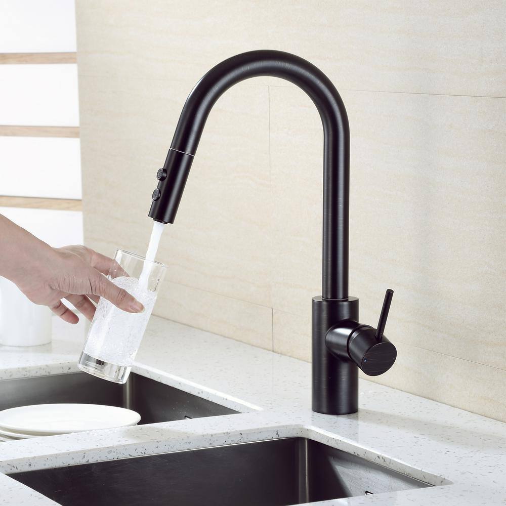 Oil Rubbed Bronze Single Handle Pull Down Kitchen Faucet