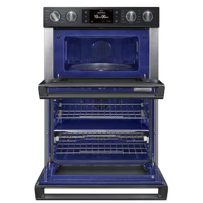 30 in. Electric Steam Cook, Flex Duo Wall Oven Speed Cook Built-In Microwave in Fingerprint Resistant Black Stainless