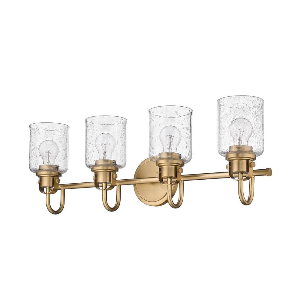 Heirloom Gold 4-Light Vanity with Seeded Glass Shades
