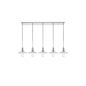 Timeless Home Walker 5-Light Pendant in Chrome and Clear with 8.5 in. W x 2 in. H Shade