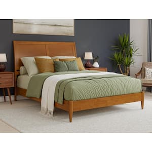 Valencia Light Toffee Natural Bronze Solid Wood Frame Queen Low Profile Platform Bed
