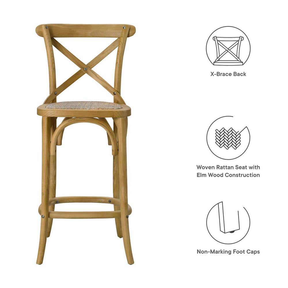 Charmwood Elm and Rattan 19" Counter Stool in Natural