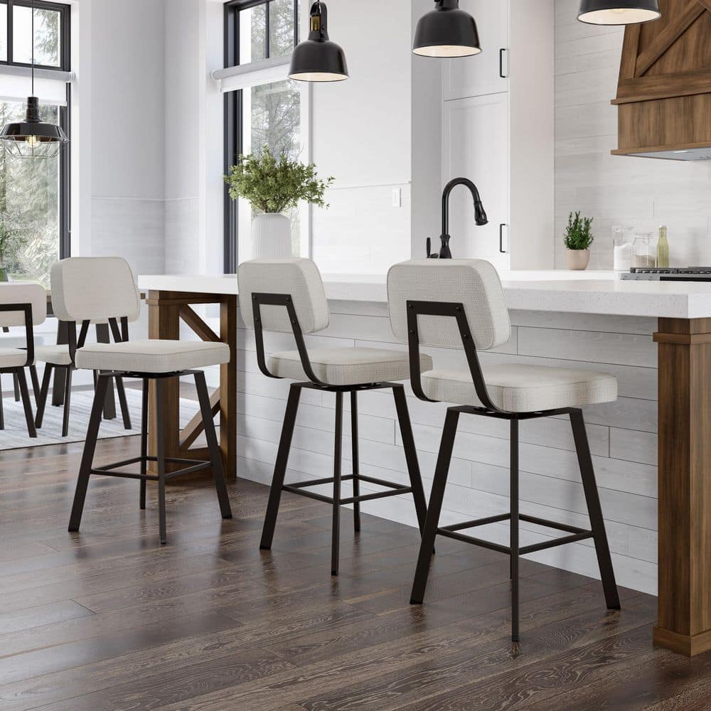 Clarkson 32'' Pale Gray and Dark Brown Metal Swivel Stool