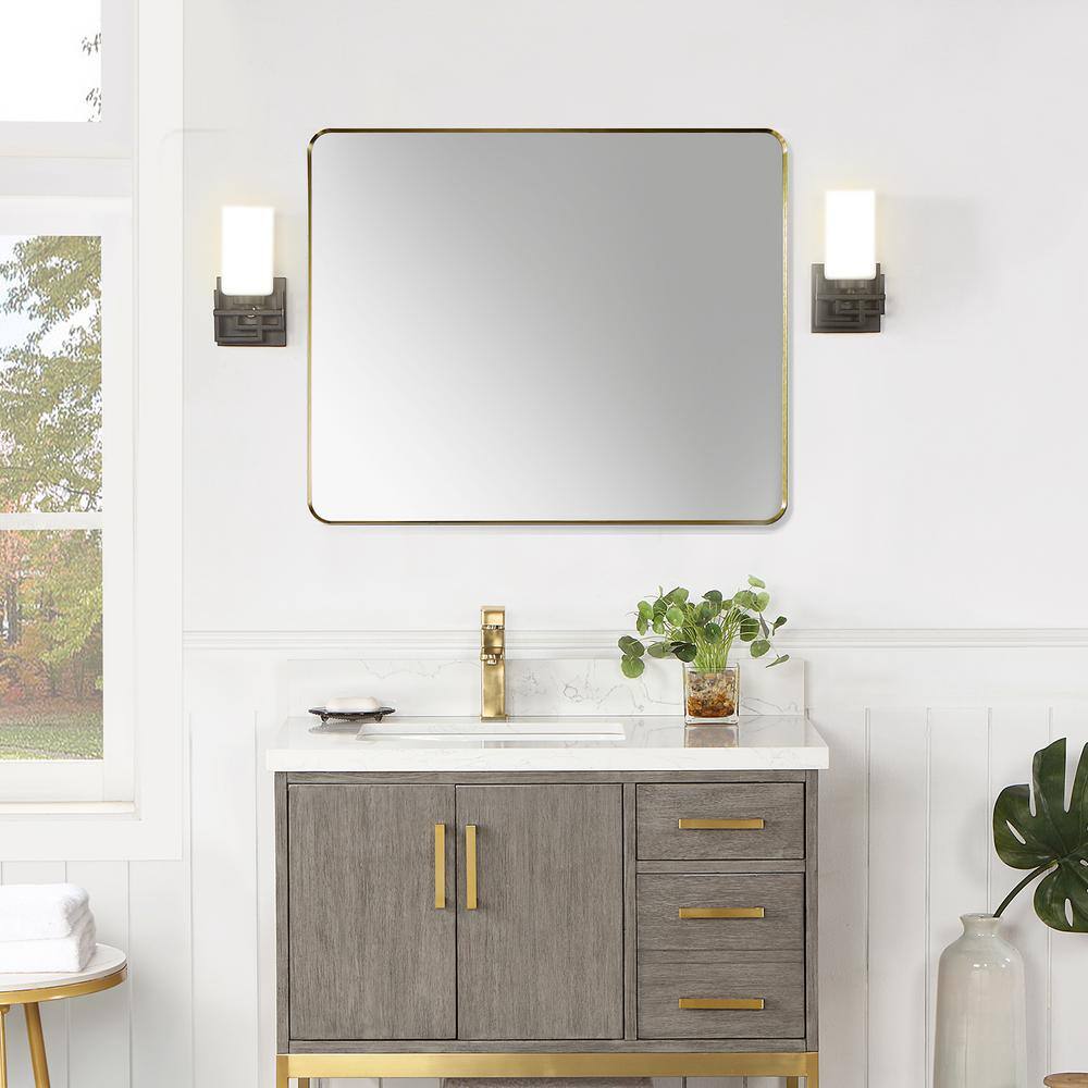 Nettuno 36" Gold and Silver Rectangular Bathroom Vanity Mirror