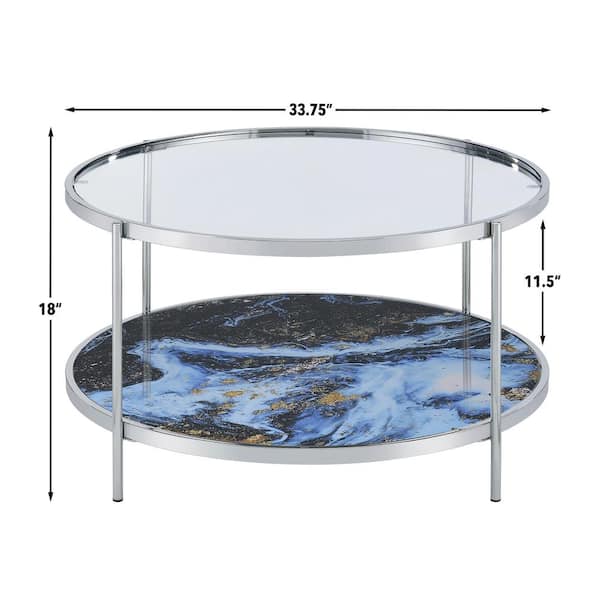 Steve Silver Averie 33 in. Silver Round Glass and Marble Cocktail