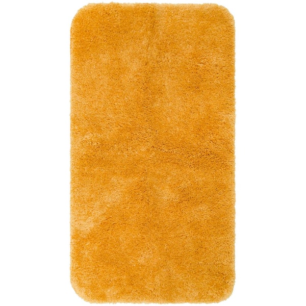 Mohawk Home Bridgetown Plush 20 in. x 34 in. Yellow Solid Polyester Rectangle Machine Washable Bath Mat