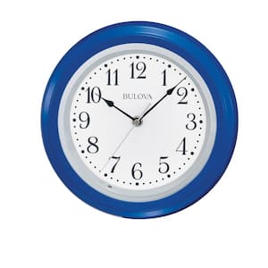 10 in. H x 10 in. Blue Case W Round Wall Clock with Back Lit Dial