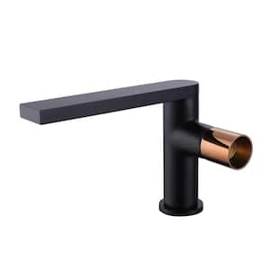Single Handle Single Hole Bathroom Faucet with Valve Modern Brass Bathroom Basin Taps in Matte Black