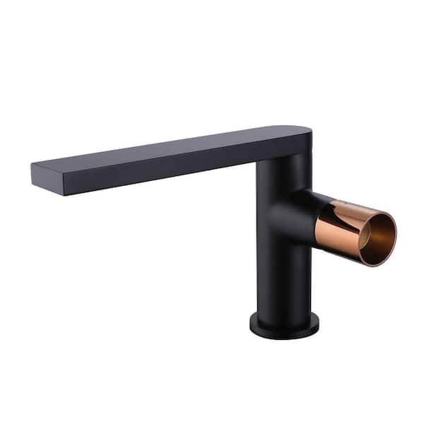 AIMADI Single Handle Single Hole Bathroom Faucet with Valve Modern Brass Bathroom Basin Taps in Matte Black