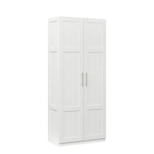 White Modern High Wardrobe with 2-Door 71 in. H x 30 in. W x 16 in. D