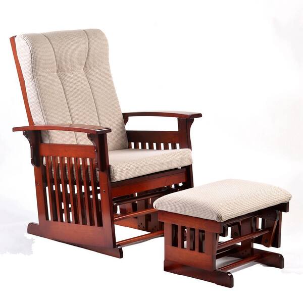 Wateday Cherry Wood Glider Chair with Ottoman YJYUKI9596760 The Home Depot