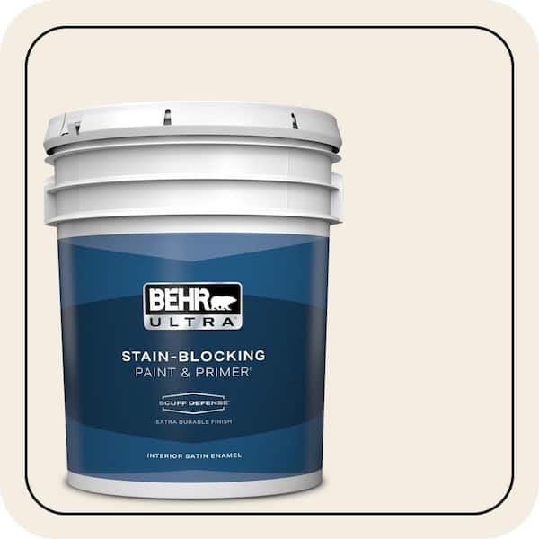 BEHR ULTRA 5 gal. #PPU5-09 Bleached Linen Extra Durable Satin Enamel Interior Paint & Primer