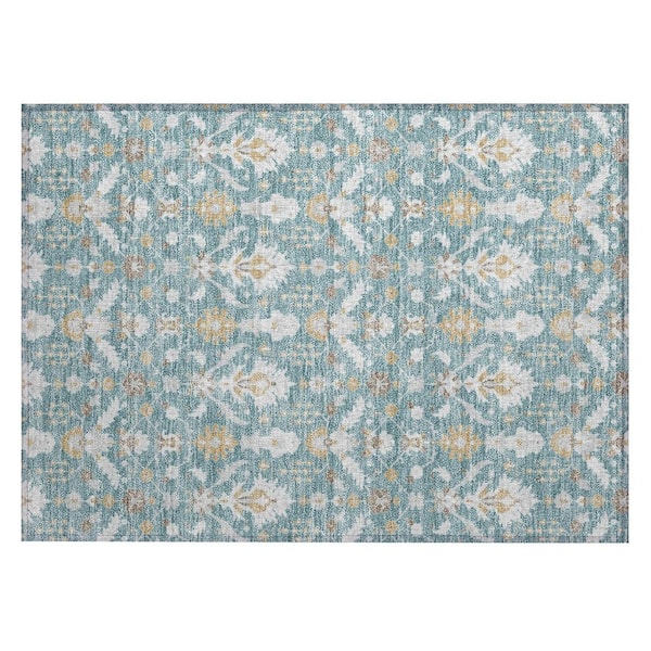 Chantille Machine Washable Indoor/Outdoor Abstract ACN2857 Teal 3 ft. x 4 ft. Area Rug