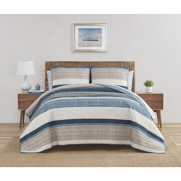 Ridgeport 3-Piece Blue Cotton King Quilt Set