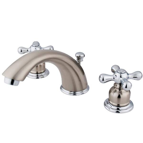 Kingston Brass Victorian 8 in. Widespread 2-Handle Bathroom Faucet in Chrome and Brushed Nickel