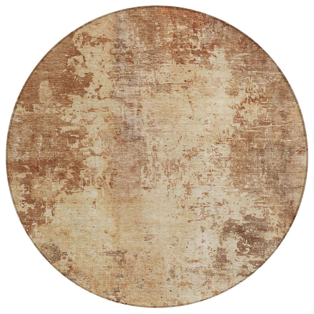 Chantille Machine Washable Indoor/Outdoor Abstract ACN2869 Copper 8 ft. x 8 ft. Round Rug price history on PriceWatchPro