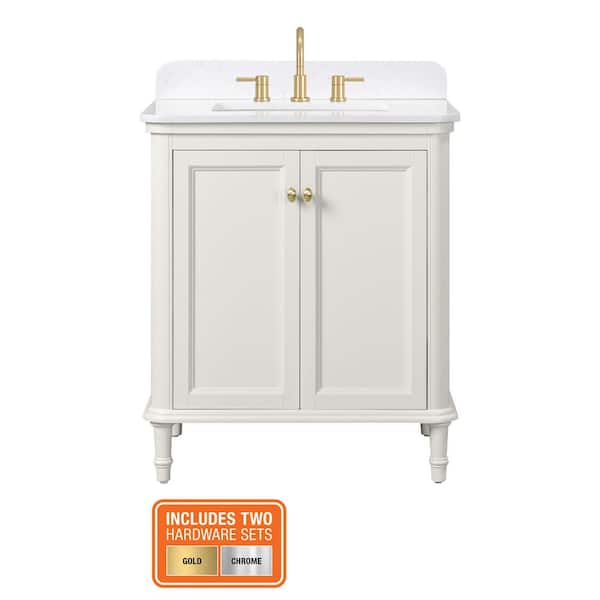 Cliveden 30 in. Single Sink Freestanding Cameo White Bath Vanity with Volakas Engineered Stone Top (Assembled)
