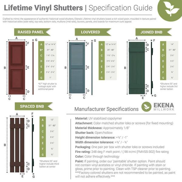 Ekena Millwork TailorMade 12 in. W x 62 in. H Vinyl Board and