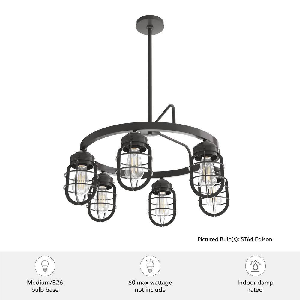 Starklake Noble Bronze 6-Light Cage Wagon Wheel Chandelier