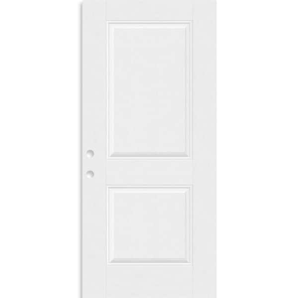 Regency 36 in. x 80 in. Right-Handed 2P Squaretop Unfinished White Fiberglass Front Door Slab