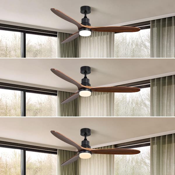 Runesay 60 in. Ceiling Fan with Light 3 Carved Wood Fan Blade