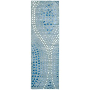 Soho Light Blue 3 ft. x 6 ft. Geometric Runner Rug