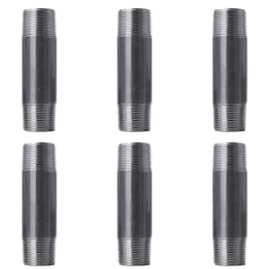 1 in. x 4-1/2 in. Black Industrial Steel Grey Plumbing Nipple (6-Pack)